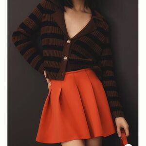 Womens Anthropologie Maeve Pleated Scuba Mini Skirt Medium TRUE red girly retro